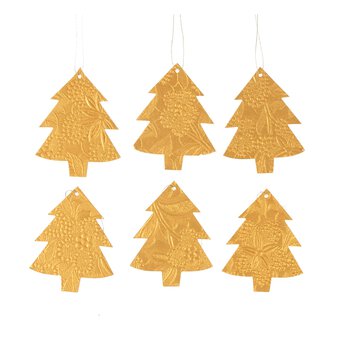 Hanging Gold Paper Tree Decorations 6 Pack