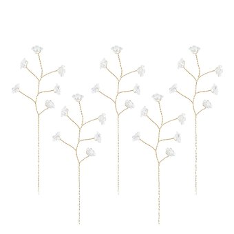Iridescent Beaded Branch Wired Picks 5 Pieces