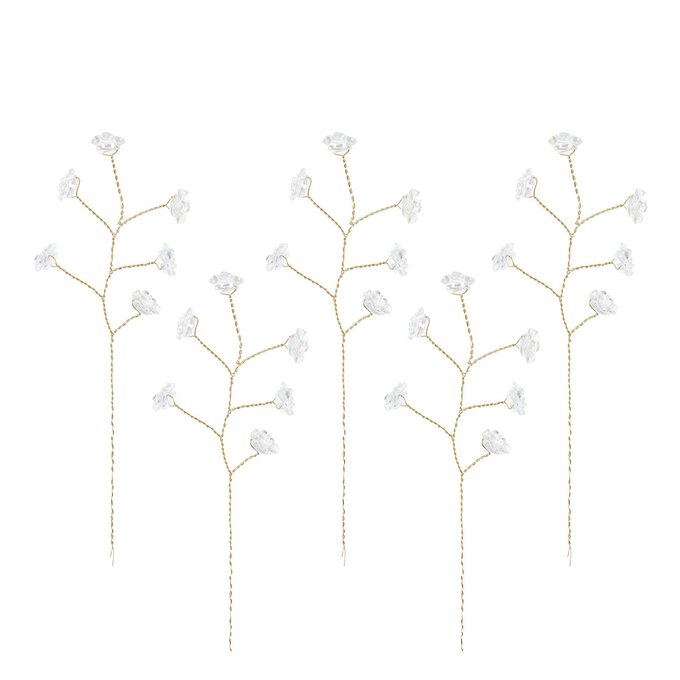 Iridescent Beaded Branch Wired Picks 5 Pieces image number 1