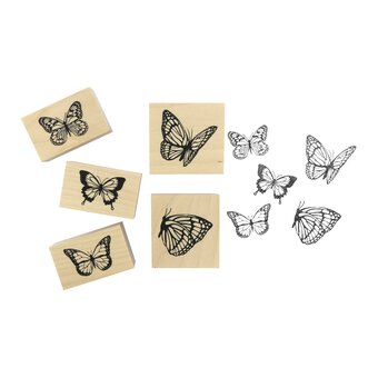 Butterfly Wooden Stamp Set 5 Pieces