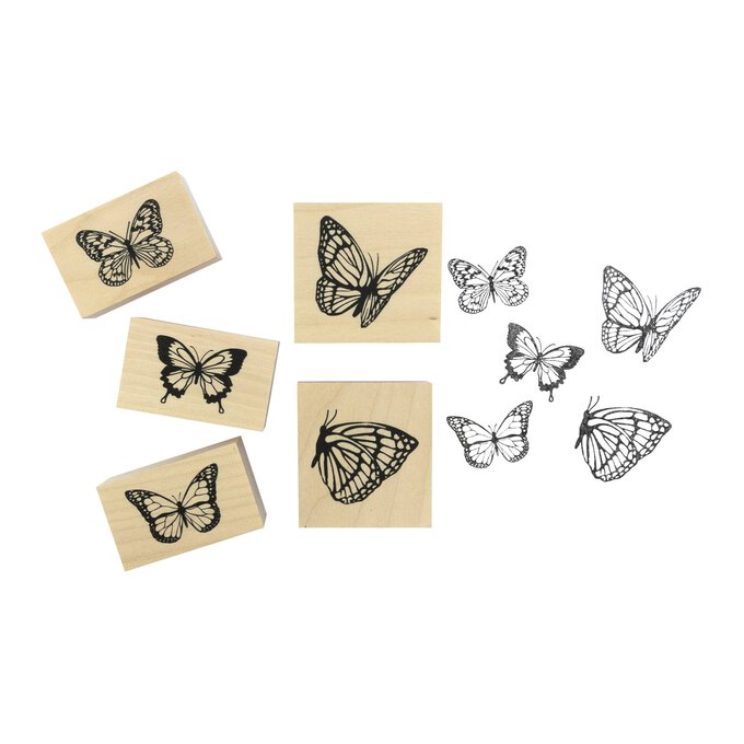 Butterfly Wooden Stamp Set 5 Pieces image number 1