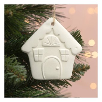 Hanging Ceramic Gingerbread House Decoration 8cm