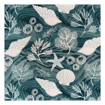 Tranquil Shores Seashell Swirls Cotton Fabric by the Metre