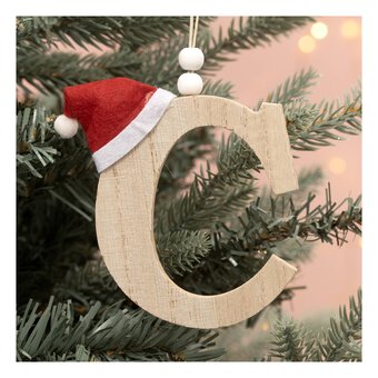 Hanging Wooden Christmas Letter C 9cm