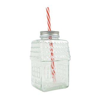 Glass Gingerbread House Drinking Jar image number 2