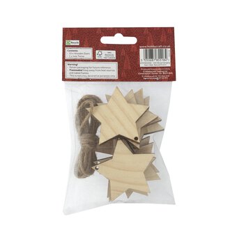 Natural Wood Hanging Stars 5.5cm 10 Pack image number 7