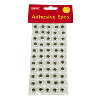 50 pack, 6mm googley googly wibbly wiggly wobbly craft eyes, self