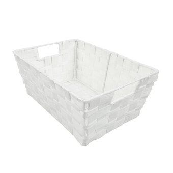 White Paper Storage Basket 33cm x 23cm x 14cm
