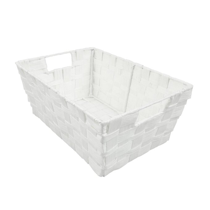 White Paper Storage Basket 33cm x 23cm x 14cm image number 1