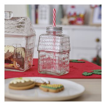 Glass Gingerbread House Drinking Jar