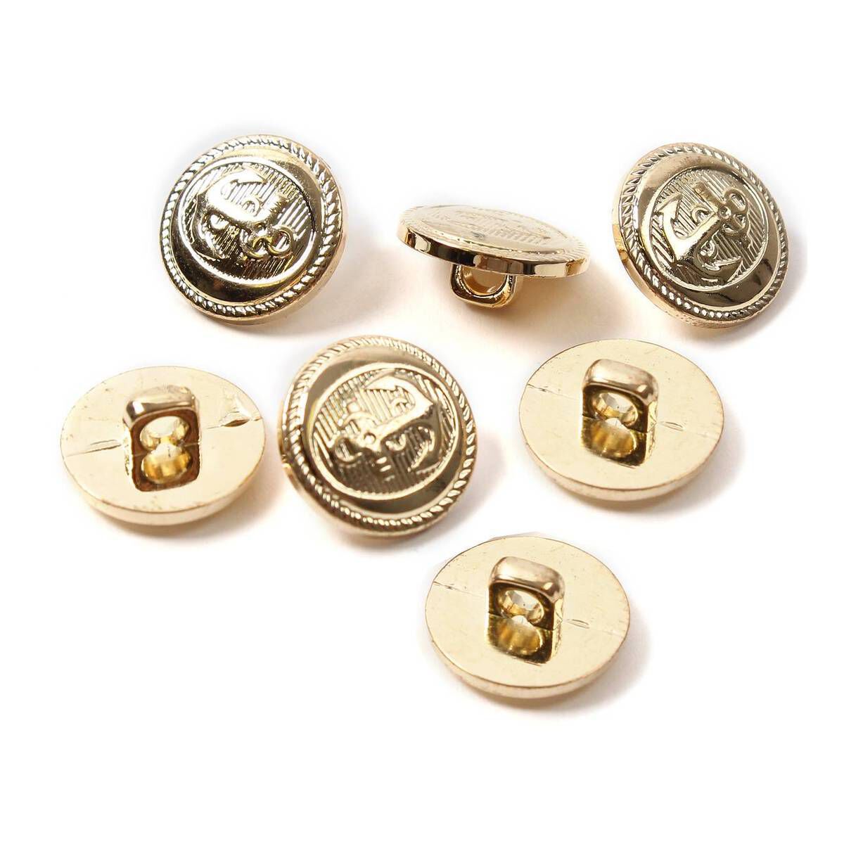 Hemline Gold Metal Military Anchors Button 7 Pack | Hobbycraft