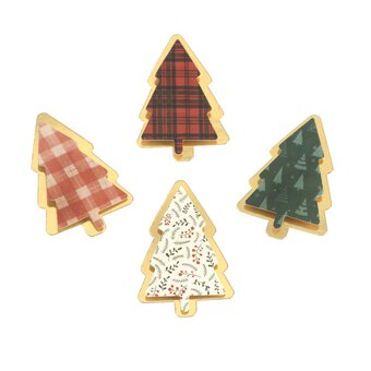 Tartan Tree Foiled Card Toppers 4 Pack 