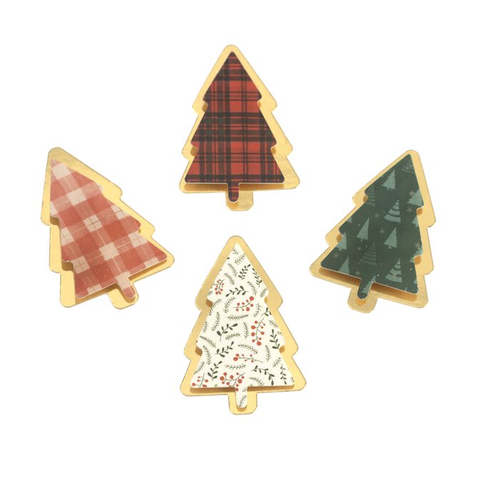 Tartan Tree Foiled Card Toppers 4 Pack  image number 1