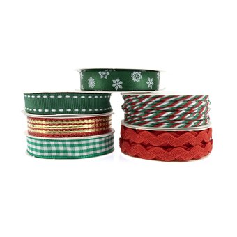 Red and Green Trims and Ribbons 2m 6 Pack