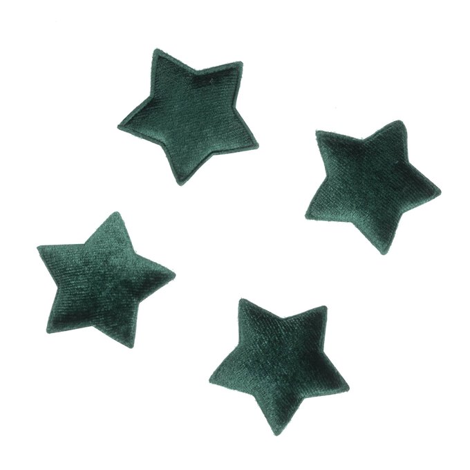 Green Velvet Star Embellishments 4 Pack image number 1