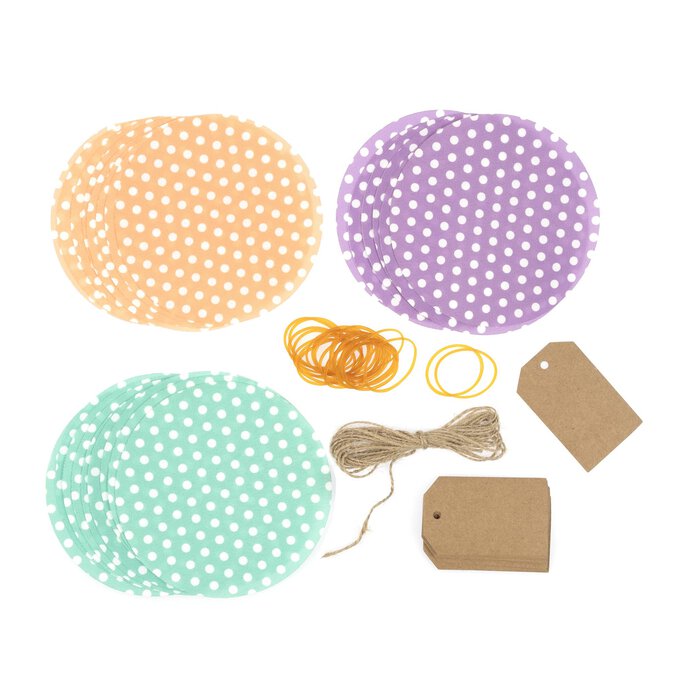 Large Polka Dot Jam Jar Topper Kit 24 Pack image number 1