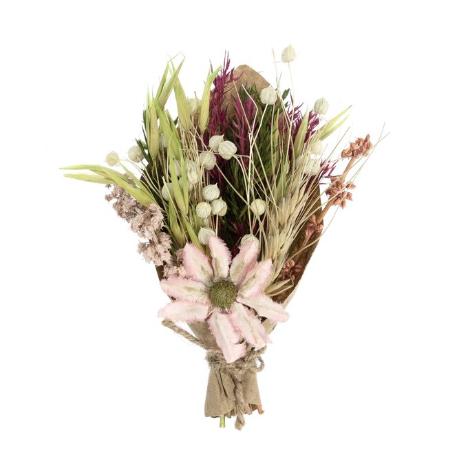 Pink Natural Dried Buttonhole 14cm image number 1