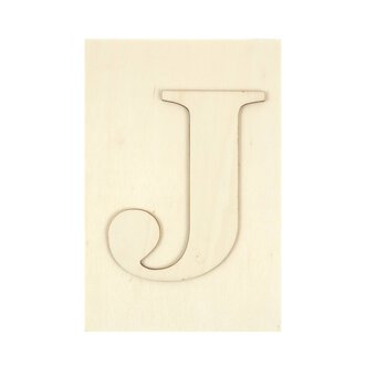 Wooden Letter J Plaque 10cm x 15cm