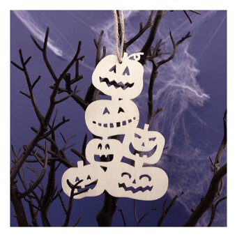 Hanging Wooden Stacked Pumpkins Decoration 15cm