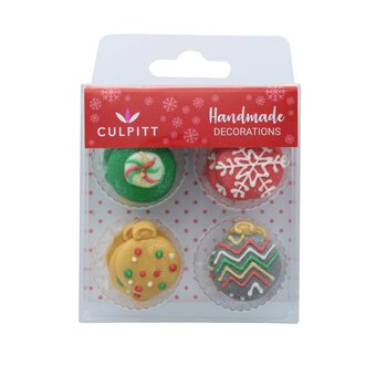 Culpitt Christmas Bauble Sugar Toppers 12 Pack 