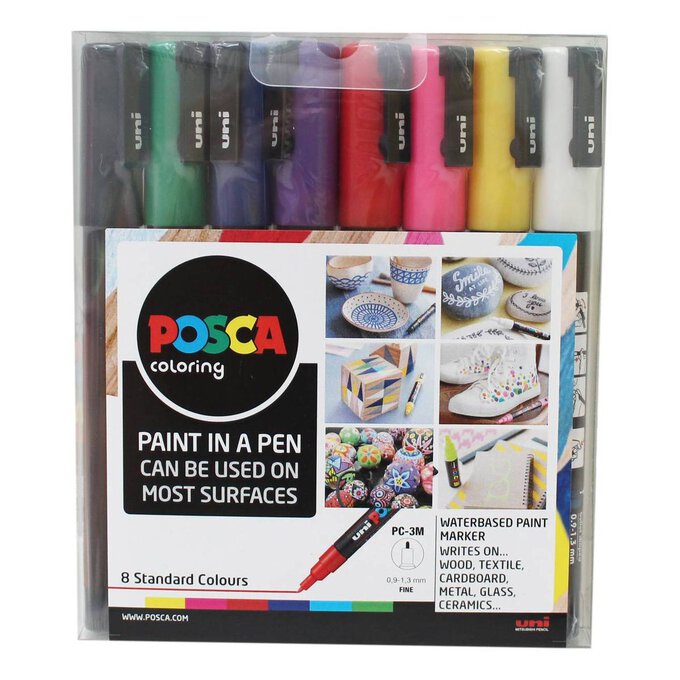 Posca Acrylic Paint Marker 0.9-1.3mm Fine Tip Basic Colors Set of 8