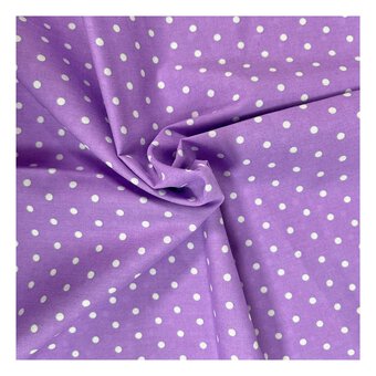 Lilac Simple Polka Polycotton Fabric by the Metre