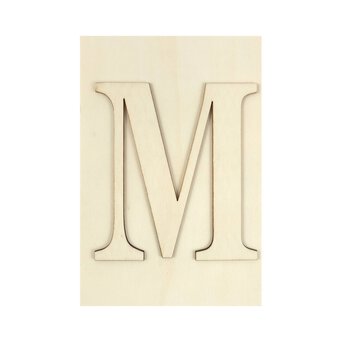 Wooden Letter M Plaque 10cm x 15cm