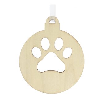 Hanging Wooden Paw Bauble Decoration 12cm