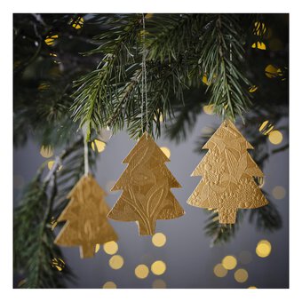 Hanging Gold Paper Tree Decorations 6 Pack
