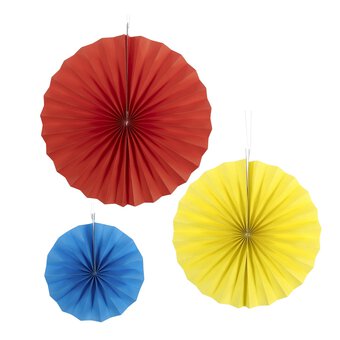 Bright Party Fan Decorations 3 Pack