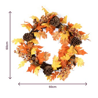 Orange Autumn Wreath 60cm image number 6