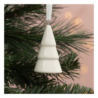 Hanging Glazed Ceramic Round Tree Decoration 6cm