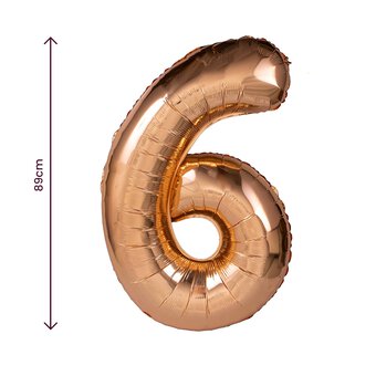 Extra Large Rose Gold Foil Number 6 Balloon