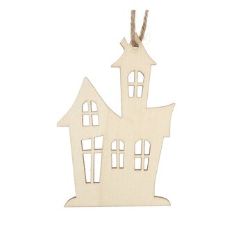 Hanging Wooden Haunted House Decoration 11cm 