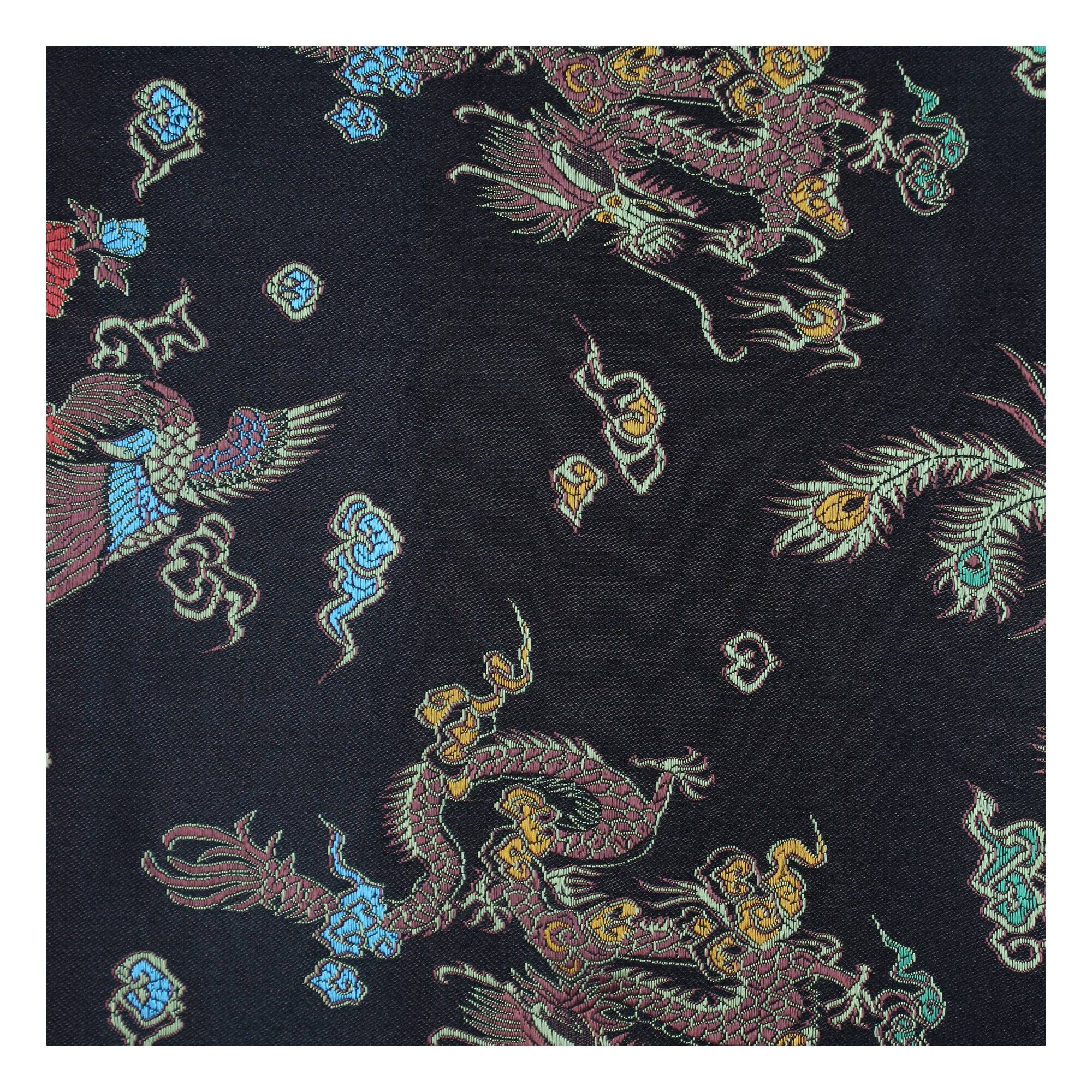 Black Print Chinese Brocade Fabric by the Metre | Hobbycraft