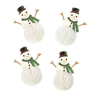 White Snowman Honeycomb Toppers 4 Pack