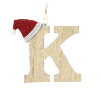 Hanging Wooden Christmas Letter K 9cm  image number 3