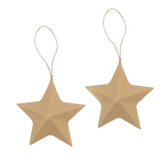 Mache Hanging Star Decorations 10cm 2 Pack