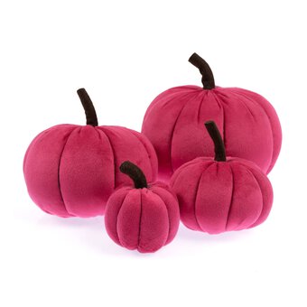 Bright Pink Plush Pumpkin Collection 4 Pack Bundle