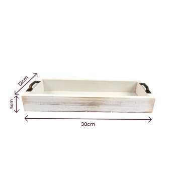 White Wooden Rectangular Tray 30cm x 12cm x 5cm image number 4