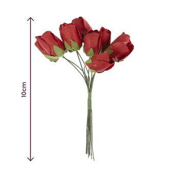 Mini Red Rose Wired Floral Picks 10 Pack image number 4