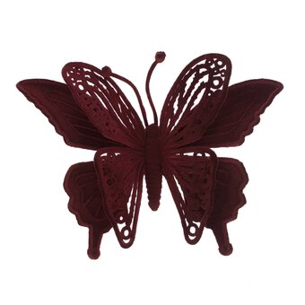 Burgundy Velvet Butterfly Clip 18cm