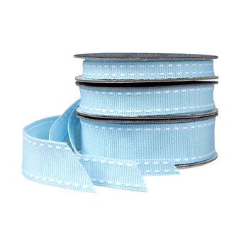 Baby Blue Grosgrain Running Stitch Ribbon 15mm x 4m image number 3