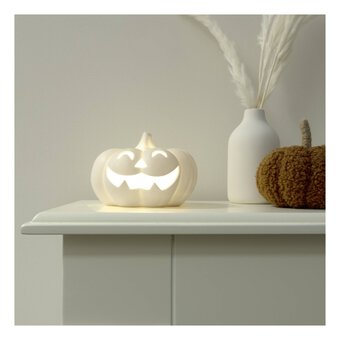 LED Ceramic Pumpkin Face 12cm