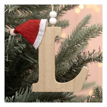 Hanging Wooden Christmas Letter L 9cm