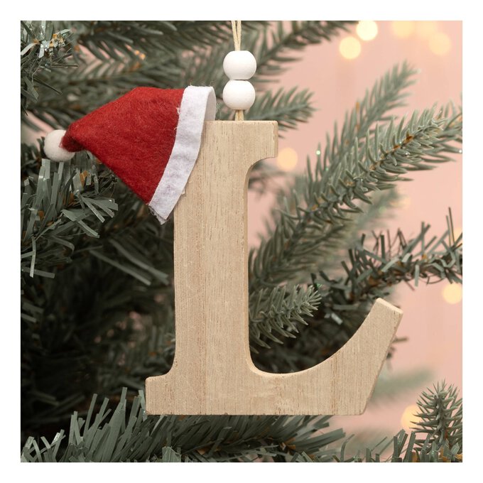 Hanging Wooden Christmas Letter L 9cm image number 1