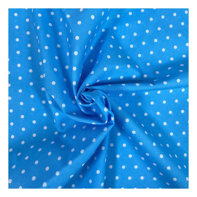 Turquoise Simple Polka Polycotton Fabric by the Metre image number 1