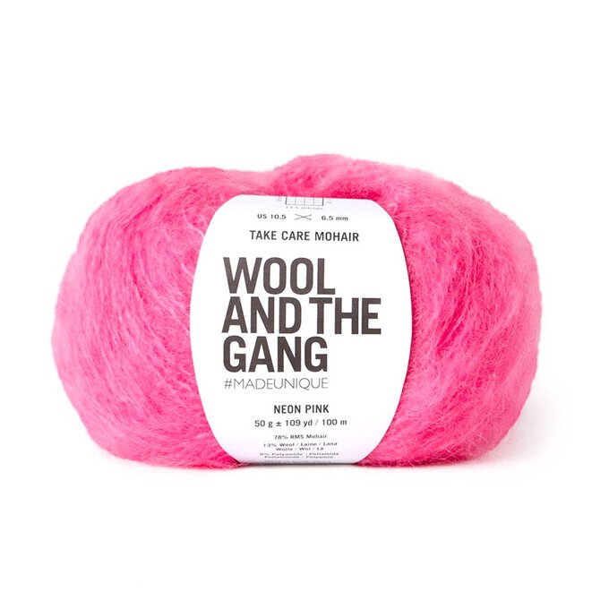 Wool and the Gang Neon Pink Take Care Mohair 50g image number 1