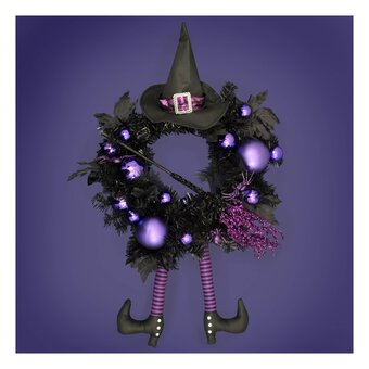 Purple and Black Halloween Witch Wreath 60cm