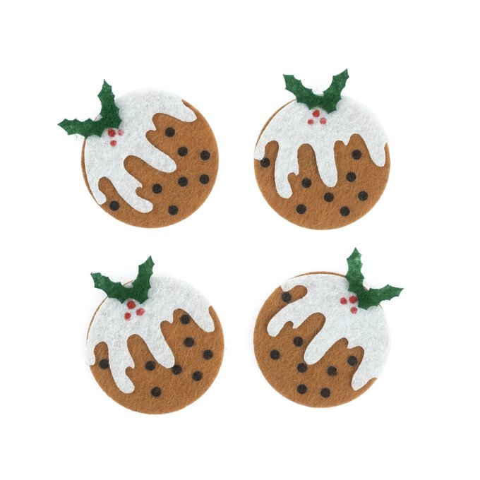 Christmas Pudding Felt Toppers 4 Pack image number 1